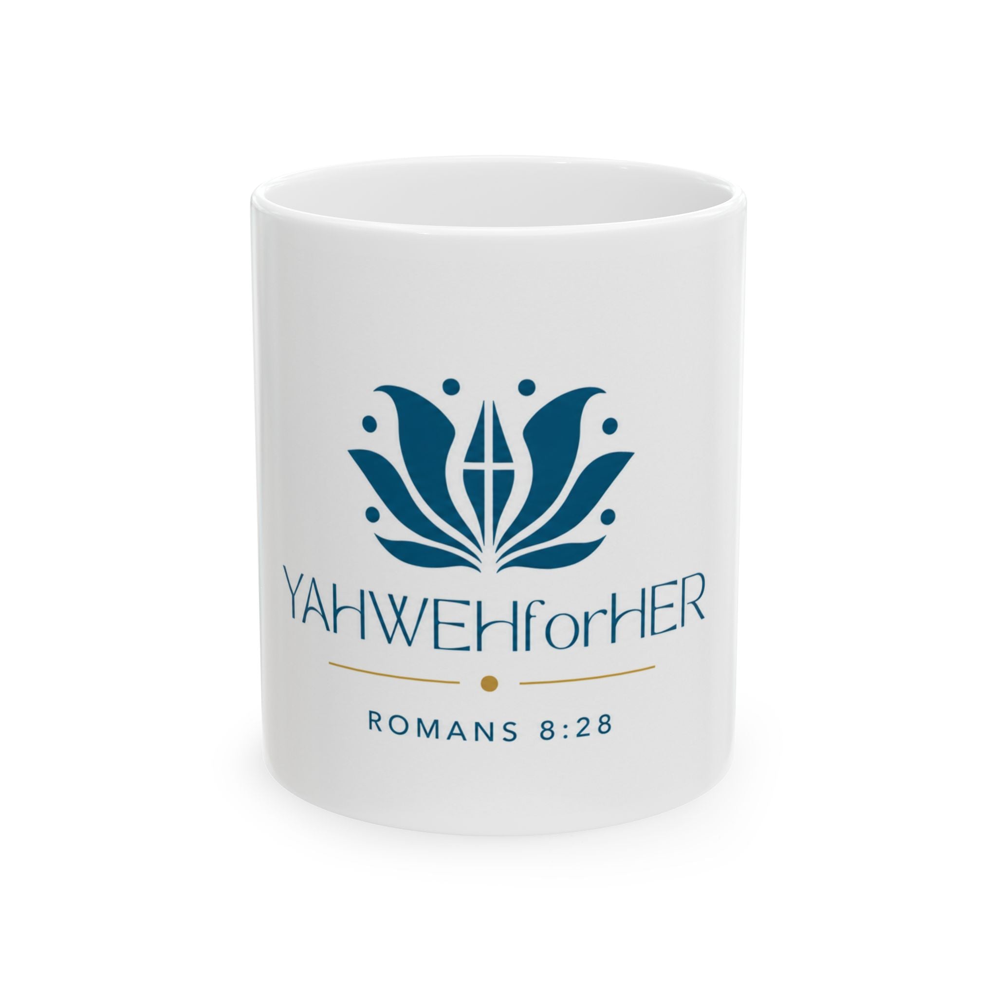 YAHWEHforHER Ceramic Mug – Inspirational Christian Gift with Romans 8:28